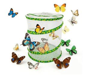 Pop-up Insect and Butterfly Habitat Cage Growning Garden Washable, Reusable, Folds Flat Dragonfly Caterpillars Mesh Cage Feeder Butterfly Growing Kit (Small)