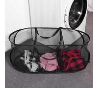 Pop-up Laundry Basket - 3 Section Mesh Laundry Sorter, Foldable Basket, Material | Portable Dirty Clothes Organizer with Carry Handle