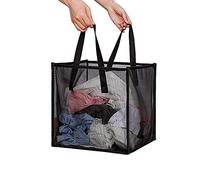 Pop Up Laundry Baskets - Mesh Collapsible Laundry Hampers Storage with Handle - Foldable for Washing Storage, Great for The Kids Room, College Dorm, Travel Organizer (Black)