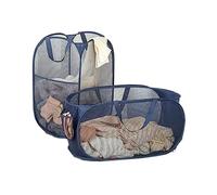 Pop Up Laundry Hamper,Foldable Laundry Basket,Collapsible Dirty Clothes Hamper, Folding Laundry Basket with Side Pocket for Laundry, Bathroom,Dorm or Travel(Navy Blue)
