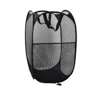 Pop-Up Laundry Hampers, Collapsible Laundry Baskets, Foldable Mesh Washing Basket, Dirty Clothes Basket with Handles & Side Pocket, Lightweight for Bathroom,Bedroom,College Dorm,Travel (Black)