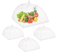 Pop-Up Mesh Food Covers Mesh 4 Pack Reusable Collapsible White Umbrella Tent Encrypted Screen Net Protectors for Outdoors Camping Parties Picnics BBQs Keep Out Flies Bugs Mosquitoes(15X15In)