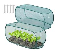 Pop-up Mesh Plant Cover, 2PCS Pop-up Plant Protector, Fruit Cage Raised Bed Cover Plants Protection Tent Greenhouse Netting with 12 Pegs, Foldable Birds I-nsects Barrier Netting Vegetables Flowers