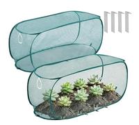 Pop-Up Mesh Plant Covers, 2 Pack Fine Garden Cloches with Stakes, Foldable Animal Barrier Protection for Vegetables, Fruit, Flowers, Seedlings - Outdoor Raised Bed Greenhouse