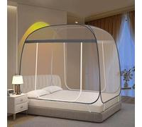 Pop Up Mosquito Net For Bed With Bottom Portable Camping Travel Bed Net Quick Setup Double Entry Tent For King Queen Size Bed Secure Without Tools Grey 2.0m