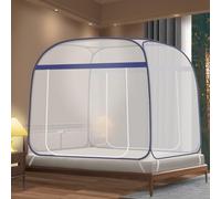 Pop Up Mosquito Net for Bed with Bottom, Suit for King Bed, Portable Travel Mosquito Netting Tent with 2 Zipper Entries, Quick Setup, Secure Without Tools, Foldable Mosquito Tent for Camping