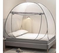 Pop Up Mosquito Net Tent for Beds with Bottom,Bed Canopy Portable Foldable Mosquito Netting for Bedroom and Outdoor Trip (Gray Style, Single)