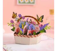 Pop Up Mothers Day Card - 3D Pop Up Birthday Cards for Women, Floral Basket Greeting Card for Mum, Wife, Grandma, Sister, Teacher, Gift Card for Mother’s Day, Valentine’s Day, Anniversary