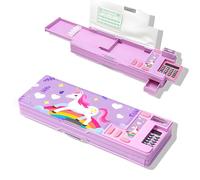 Pop Up Multifunction Pencil Case for Girls Boys, School Supplies with Calculators, Sharpener, Schedule, School Supplies, Best Birthday Gifts for Kids (Purple2)