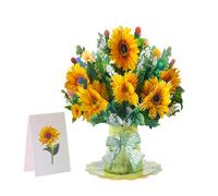 Pop Up Paper Flowers Greeting Card, 3D Sunflower Bouquet, Birthday Gifts for Mum Grandma Wife Daughter Girl Sister