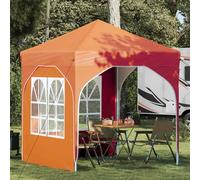 Pop-up Party Tent 192x192x245cm Orange 210D Oxford Silver Coated Portable 3lvl.