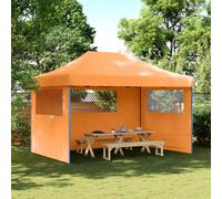 (orange, with 3 sidewalls) vidaXL Foldable Party Tent Pop-Up with 4 Sidewalls Patio Gazebo Canopy Shelter