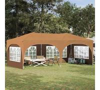 Pop-up Party Tent 575x288x245cm Beige Oxford Fabric 3-Level Height Waterproof UV
