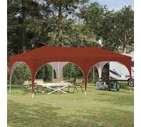 Pop-up Party Tent 575x288x245cm Terracotta Oxford Fabric 3-Level Weatherproof UV