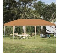 Pop-up Party Tent 575x290x245cm Beige 210D Oxford Silver-Coated, Height Adj Easy