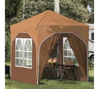 Pop-up Party Tent Beige 192x192x245cm 210D Oxford Silver Coated Height 3-Level