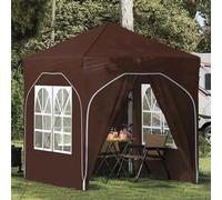 Pop-up Party Tent Brown 192x192x245cm 210D Oxford Height-Adjustable 3-Level Pro