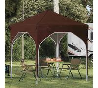 Pop-up Party Tent Brown 194x194x245cm 210D Oxford Silver Coating Height 3-Level