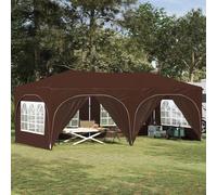 Pop-up Party Tent Brown 575x288x245cm Oxford Fabric Waterproof Adjustable UV 6w