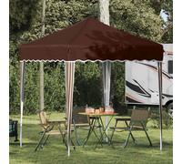 Pop-up Party Tent Brown Oxford Fabric 195x195x245cm 3-Level Height Adjustable UV