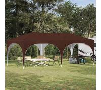Pop-up Party Tent Brown Oxford Fabric 575x288x245cm Height Adjustable 3-Level UV