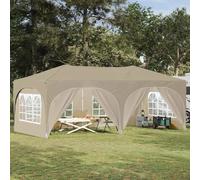 Pop-up Party Tent Cream Oxford Fabric 575x288x245cm 3-Level Waterproof UV Sturdy
