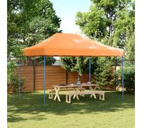 Pop-Up Party Tent Orange 410x279x315cm Oxford PVC Roof Blue Steel Frame Eave237
