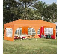 Pop-up Party Tent Orange 575x288x245cm Oxford Fabric 3-Level Height, 4 Sidewalls