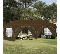 Pop-up Party Tent Taupe 575x288x245cm Oxford Fabric 3-Height Weatherproof UVPROT