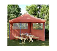 Pop-Up Party Tent Terracotta 292x292x315cm Blue Steel Frame 2 Sidewalls Pegs Set