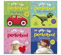 Pop-up Peekaboo Series 2 Collection 4 Books Set By DK (First Words, Baby Dinosaur, I Love You, Bedtime)