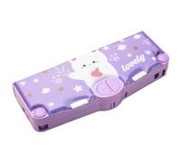 Pop-Up Pencil Case, Cartoon Bear Kawaii Pencil Case with Buttons, Multifunction Pencil Case with Compartments, Timetable, Sharpener and Scissors, Pencil Case for Kids Girls Gifts Cute Pencil Case Kawa