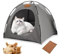 Pop-Up Pet Tent, Cat Tents for Indoor Cats, Portable Hideaway for Cats & Small Dogs, Portable Indoor/Outdoor Pet Tent House with Mesh Window, Year-Round Comfort, Fully Washable Convenience(Gray,M)