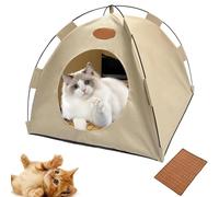 Pop-Up Pet Tent, Cat Tents for Indoor Cats, Portable Hideaway for Cats & Small Dogs, Portable Indoor/Outdoor Pet Tent House with Mesh Window, Year-Round Comfort, Fully Washable Convenience(Beige,M)