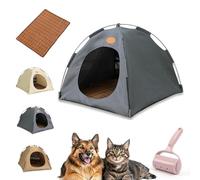 Pop-Up Pet Tent - Portable Hideaway for Cats & Small Dogs, with Cooling Mat, Breathable Mesh & Non-Slip Base(Gray,S)