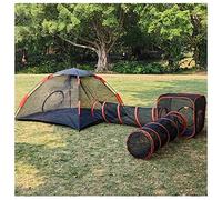 Pop Up Pet Tent with Tunnel - Portable Playpen for Cats, Rabbits - Foldable Playhouse for Small Animals - 4-in-1 Cat and Dog Tunnel Tent