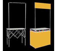 Pop-Up Reception Event Desk, Portable Foldable Tradeshow Podium Table with Storage Bag for Commercial and Supermarket Use, Advertising Banner Stand