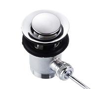 Pop Up Sink Plug, Basin Sink Waste Slotted Pop Up Click Clack Sprung Plug for Bathroom Sink, Bath Bathroom Basin Push Pull Rod Lever Pop Up Slotted Waste BSP