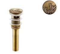 Pop Up Sink Plug Bathroom Lavatory Basin Sink Pop Up Drain Antique Finish Brass Material Clic-clac Waterlet Vanity Waste Drainer(with Hole A4)