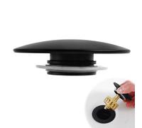 Pop Up Sink Plug Replacement Caps, 65mm Basin Plugs Cap Black Brass Waste Drain Stopper Part Sink Click Clack Push Button Without Overflow for Kitchen Bathroom Basins