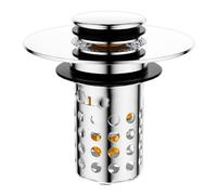 Pop-Up Sink Stopper, 3-in-1 Drain Strainer with Removable Dual-Layer Basket for Kitchen Bathroom, for Versatile Fit for 25-46mm Holes Silver