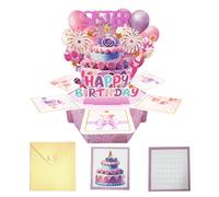 Pop Up Sister Birthday Card 3D Happy Birthday Greeting Card with Envelope Personalised Keepsake Gift for Sisters Girls Women Creative Box Style Party Decoration