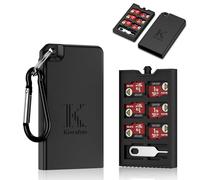 Pop-up Small TF Memory Card Case Holder for 8 TF MSD Cards with Carabiner, Portable Anti-Shock Splash-proof MicroSD Card Case Storage Protector Organizer Keeper Container, Card Remove Tool Included