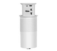 Pop Up Sockets with 15W Wireless Charging + U*B + Type-C, Recessed Hidden Pop Up Plug Socket for Kitchen Worktops, 100mm Hole,White