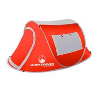 Pop-up Tent 2 Person, Water Resistant Barrel Style Tent for Camping with Rain Fly and Carry Bag, Sunchaser 2-Person Tent by Wakeman Outdoors (Red)