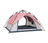 Pop Up Tent, Family Tent for 4 Person, Portable Instant Tent, Waterproof Windproof for Camping Hiking Mountaineering (Color : Pink and white)