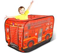 Pop Up Tent for Kids Toddlers, Waterproof Foldable Firetruck Tent Toy, Easy Set Up Role Play Firefighter Tents, Indoor and Outdoor Red Fire Engine Toys Gift for 3-5 Boys Girls