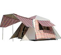 Pop Up Tents with Porch for Camping Waterproof Instant Tent 3-4 Person Double Layer foFamily Automatic Tent Easy Setup for Camping Hiking Mountaineering Beach (Red 3)