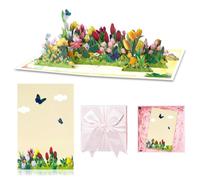 Pop-up Tulip Bouquet Card, 3D Three-Dimensional Greeting Card, Birthday Greeting Card, Mother's Day or Teacher's Day Gift, as a Gift to Relatives and Friends or as a Decoration in the Banquet Hall