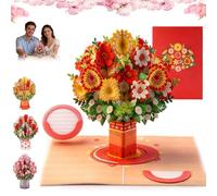 Pop-Up Wildflower Valentine’s Card, Everlasting Bloom 3D Pop up Valentines Day Card with Envelopes, Foldable Flower Bouquet Greeting Cards Keepsake for All Occasion Birthday Valentine Day(Red*2)